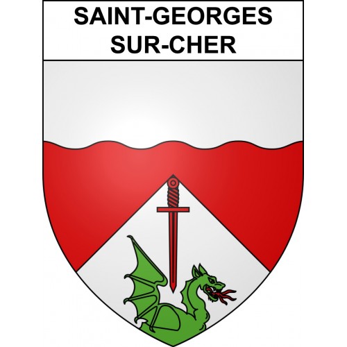 Pegatinas escudo de armas de Saint-Georges-sur-Cher adhesivo de la etiqueta engomada