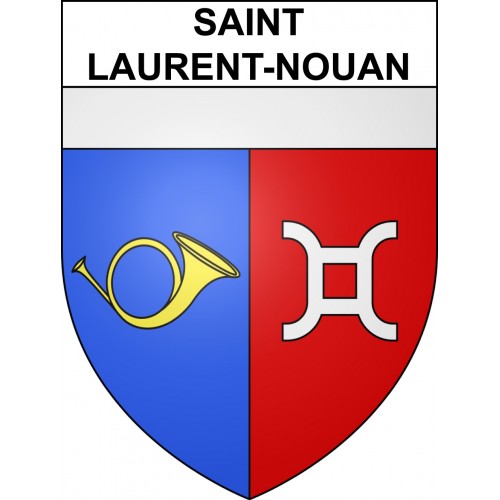 Pegatinas escudo de armas de Saint-Laurent-Nouan adhesivo de la etiqueta engomada