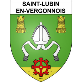 Pegatinas escudo de armas de Saint-Lubin-en-Vergonnois adhesivo de la etiqueta engomada
