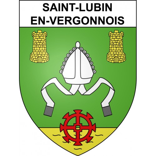 Pegatinas escudo de armas de Saint-Lubin-en-Vergonnois adhesivo de la etiqueta engomada