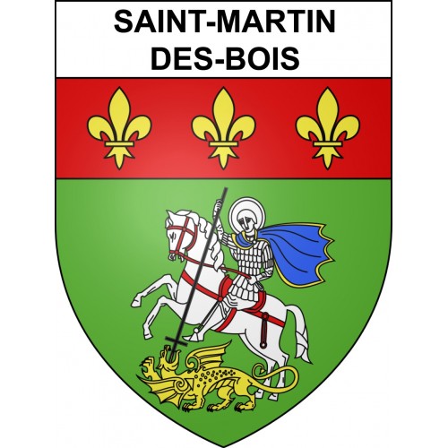 Pegatinas escudo de armas de Saint-Martin-des-Bois adhesivo de la etiqueta engomada