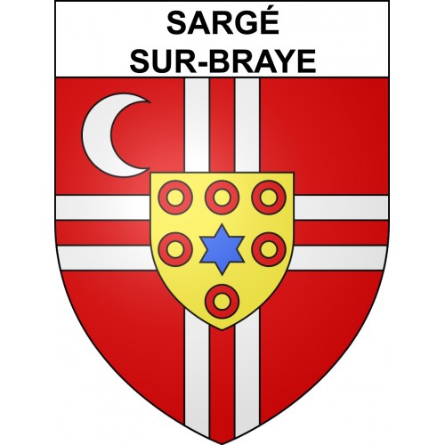 Pegatinas escudo de armas de Sargé-sur-Braye adhesivo de la etiqueta engomada