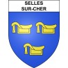 Pegatinas escudo de armas de Selles-sur-Cher adhesivo de la etiqueta engomada