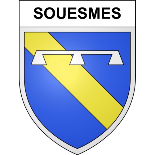 Pegatinas escudo de armas de Souesmes adhesivo de la etiqueta engomada