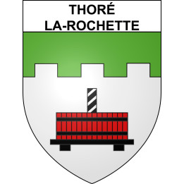 Pegatinas escudo de armas de Thoré-la-Rochette adhesivo de la etiqueta engomada