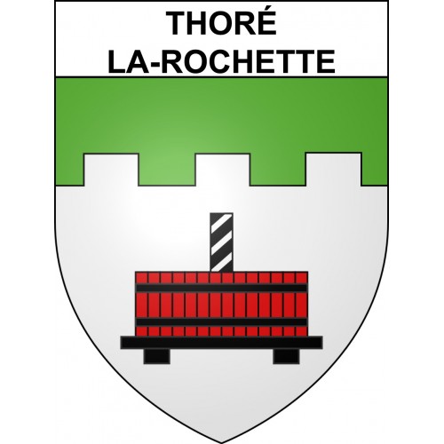 Pegatinas escudo de armas de Thoré-la-Rochette adhesivo de la etiqueta engomada