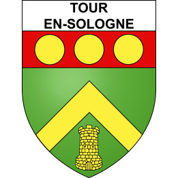 Pegatinas escudo de armas de Tour-en-Sologne adhesivo de la etiqueta engomada
