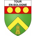 Pegatinas escudo de armas de Tour-en-Sologne adhesivo de la etiqueta engomada