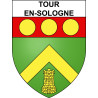 Pegatinas escudo de armas de Tour-en-Sologne adhesivo de la etiqueta engomada