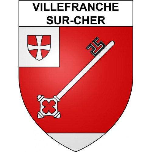 Pegatinas escudo de armas de Villefranche-sur-Cher adhesivo de la etiqueta engomada