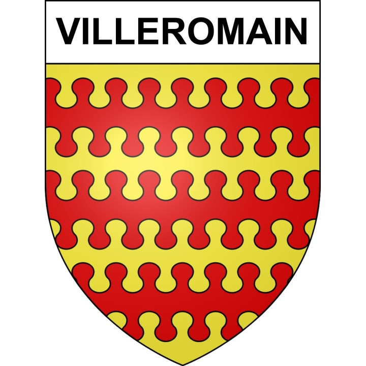 Pegatinas escudo de armas de Villeromain adhesivo de la etiqueta engomada