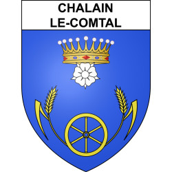 Pegatinas escudo de armas de Chalain-le-Comtal adhesivo de la etiqueta engomada