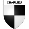Pegatinas escudo de armas de Charlieu adhesivo de la etiqueta engomada