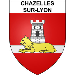 Pegatinas escudo de armas de Chazelles-sur-Lyon adhesivo de la etiqueta engomada