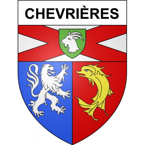 Pegatinas escudo de armas de Chevrières adhesivo de la etiqueta engomada