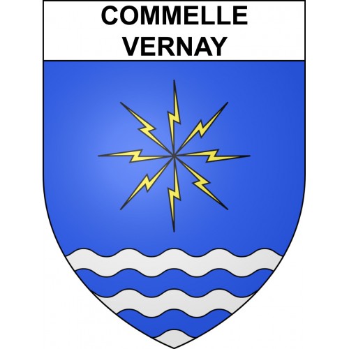 Pegatinas escudo de armas de Commelle-Vernay adhesivo de la etiqueta engomada