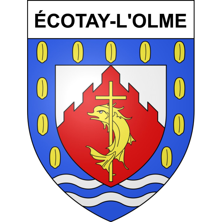 Pegatinas escudo de armas de Écotay-l'Olme adhesivo de la etiqueta engomada