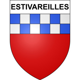 Pegatinas escudo de armas de Estivareilles adhesivo de la etiqueta engomada