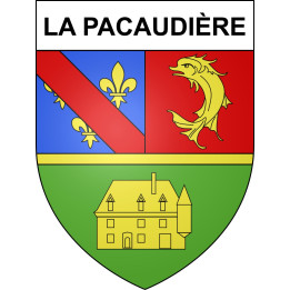 Pegatinas escudo de armas de La Pacaudière adhesivo de la etiqueta engomada