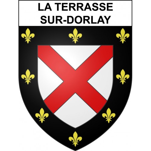 Pegatinas escudo de armas de La Terrasse-sur-Dorlay adhesivo de la etiqueta engomada