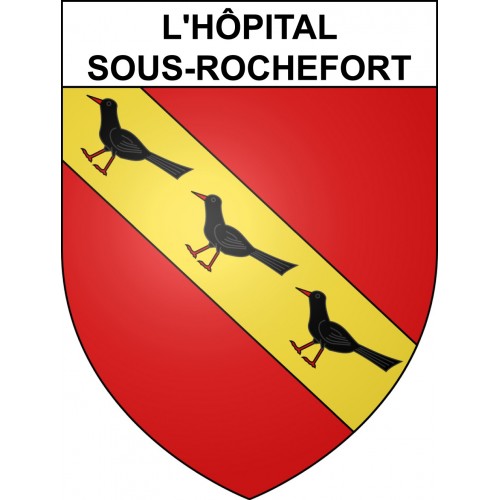 Pegatinas escudo de armas de L'Hôpital-sous-Rochefort adhesivo de la etiqueta engomada