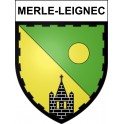 Pegatinas escudo de armas de Merle-Leignec adhesivo de la etiqueta engomada