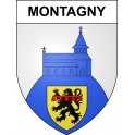 Pegatinas escudo de armas de Montagny adhesivo de la etiqueta engomada
