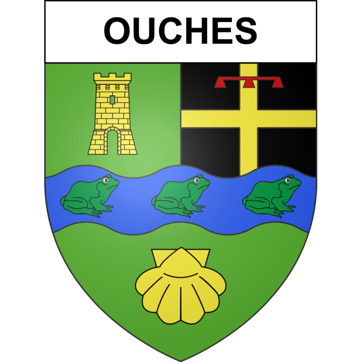 Pegatinas escudo de armas de Ouches adhesivo de la etiqueta engomada