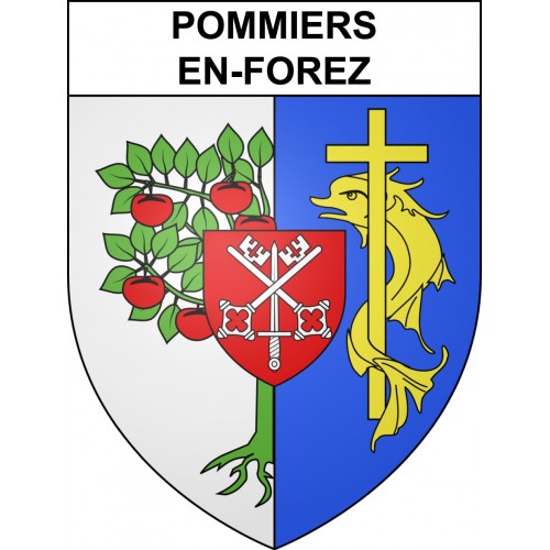 Pommiers-en-Forez 42 ville sticker blason écusson autocollant adhésif