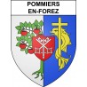 Pegatinas escudo de armas de Pommiers-en-Forez adhesivo de la etiqueta engomada