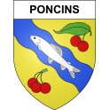 Pegatinas escudo de armas de Poncins adhesivo de la etiqueta engomada