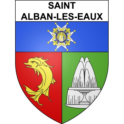 Saint-Alban-les-Eaux 42 ville sticker blason écusson autocollant adhésif