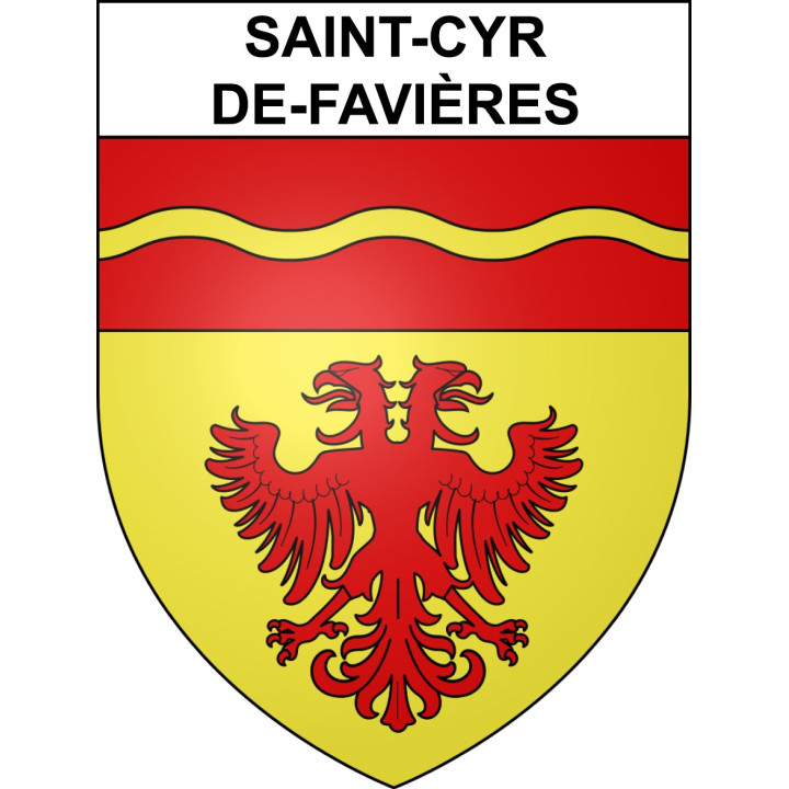 Pegatinas escudo de armas de Saint-Cyr-de-Favières adhesivo de la etiqueta engomada