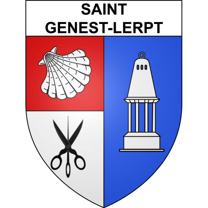 Pegatinas escudo de armas de Saint-Genest-Lerpt adhesivo de la etiqueta engomada
