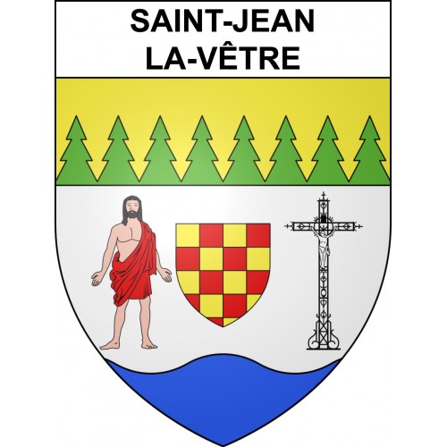 Pegatinas escudo de armas de Saint-Jean-la-Vêtre adhesivo de la etiqueta engomada