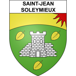 Pegatinas escudo de armas de Saint-Jean-Soleymieux adhesivo de la etiqueta engomada