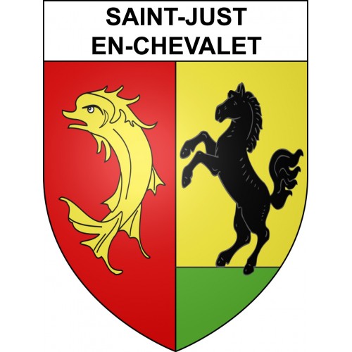 Pegatinas escudo de armas de Saint-Just-en-Chevalet adhesivo de la etiqueta engomada