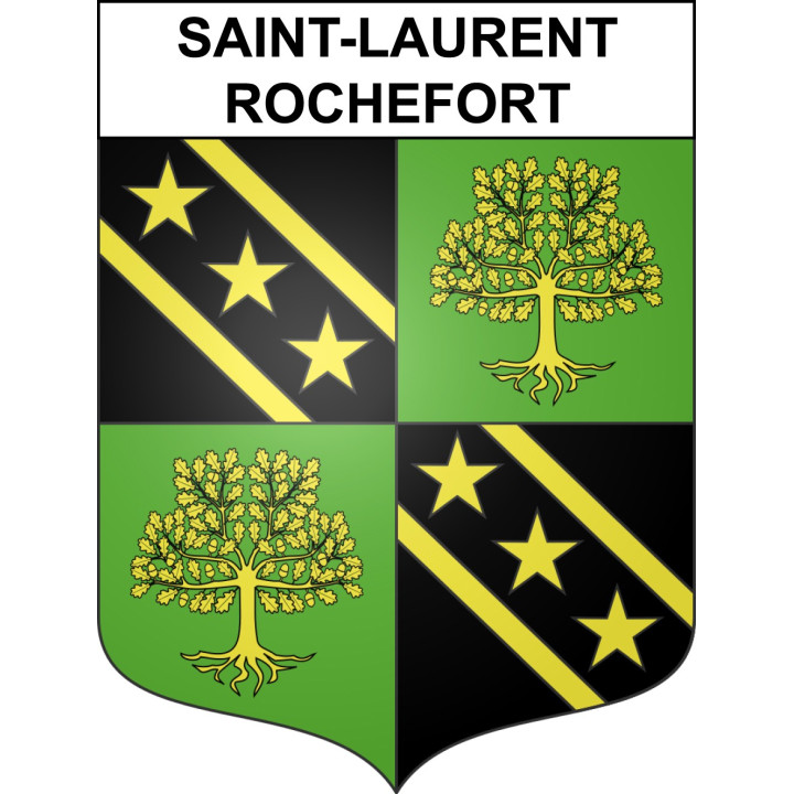 Pegatinas escudo de armas de Saint-Laurent-Rochefort adhesivo de la etiqueta engomada