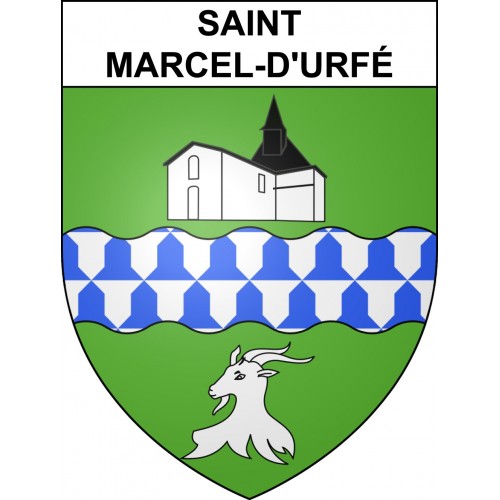 Pegatinas escudo de armas de Saint-Marcel-d'Urfé adhesivo de la etiqueta engomada