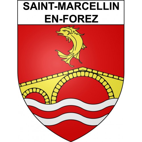 Saint-Marcellin-en-Forez 42 ville sticker blason écusson autocollant adhésif