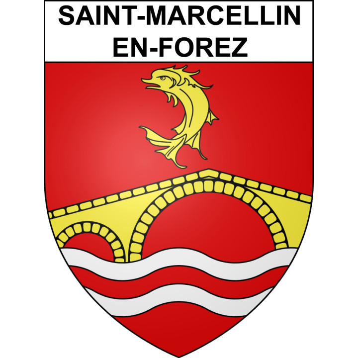 Pegatinas escudo de armas de Saint-Marcellin-en-Forez adhesivo de la etiqueta engomada