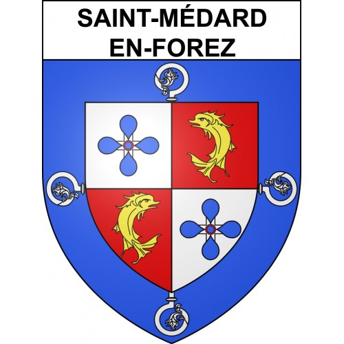 Saint-Médard-en-Forez 42 ville sticker blason écusson autocollant adhésif