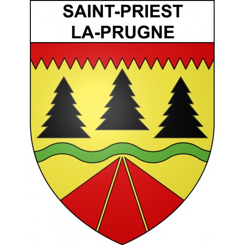 Pegatinas escudo de armas de Saint-Priest-la-Prugne adhesivo de la etiqueta engomada