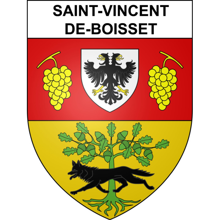 Pegatinas escudo de armas de Saint-Vincent-de-Boisset adhesivo de la etiqueta engomada