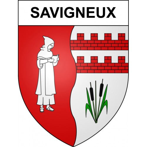 Pegatinas escudo de armas de Savigneux adhesivo de la etiqueta engomada