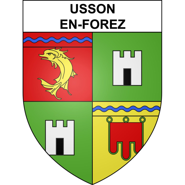 Usson-en-Forez 42 ville sticker blason écusson autocollant adhésif