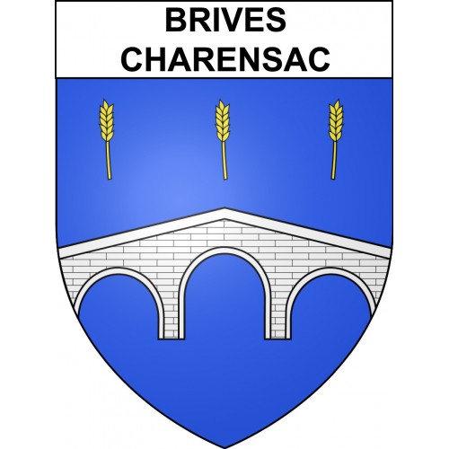 Pegatinas escudo de armas de Brives-Charensac adhesivo de la etiqueta engomada