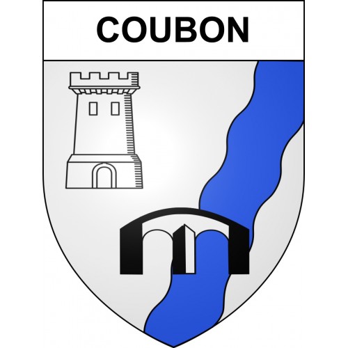 Pegatinas escudo de armas de Coubon adhesivo de la etiqueta engomada