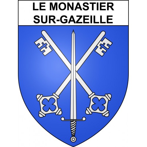 Pegatinas escudo de armas de Le Monastier-sur-Gazeille adhesivo de la etiqueta engomada
