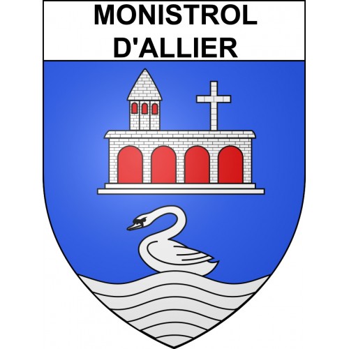Pegatinas escudo de armas de Monistrol-d'Allier adhesivo de la etiqueta engomada